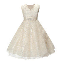 SQ253 Girls party wear clothing for children summer sleeveless lace princess wedding dress girls teenage well party prom dress