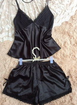summer style pajamas sets Women Female Sleep set Women's Deep V-neck Sexy Spaghetti Strap Shorts Sleepwear silk homewear