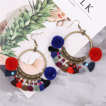 Classic Handmade Vintage Ethnic women fashion BOHO Pompom Tassel earrings Gypsy Chic jewelry