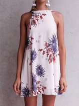 Floral Printed Sleeveless Casual Mini Dress