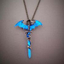 Vintage Cross Dragon Luminous Pendant Necklace