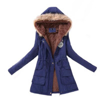 Women Parka Fashion Autumn Winter Warm Jackets Women Fur Collar Coats Long Parkas Hoodies Office