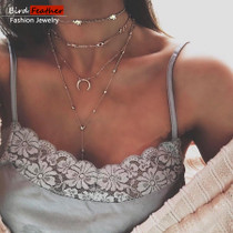 women Fashion Jewelry Short crystal stars Gold color Choker Chain Necklace for women Fashion Jewelry Short crystal stars Gold color Choker Chain Necklace for