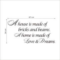 House is Love Dreams Home decor Quote wall sticker poster vinyl wall decals decorative wallpaper