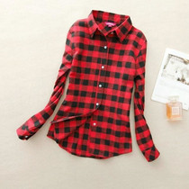 Women Shirt Blouses Plus Size 2018 Hot New Spring Flannel Cotton Long Sleeve Plaid Shirt Casual