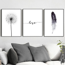 Black and White Dandelion Feathers Poster and Print Letter Love Wall Art Canvas Painting