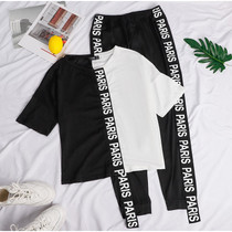 Paris print off-shoulder tracksuit
