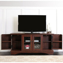 Walker Edison Furniture Company Wood Universal Stand with Storage Cabinets for TV's up to 65" Living Room Entertainment Center, 52 Inch, Traditional Brown