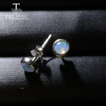 TBJ,Simple Opal earring Round 4mm Natural Ethiopia Opal gemstone Jewelry 925 sterling silver for girls daughter nice gift
