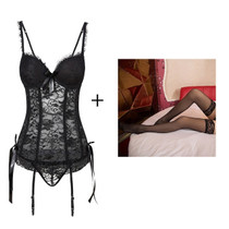 CINOON New Sexy Hollow Corset Women Underwear Lace Up Body Bustier Overbust Mesh Breathable Corsets Women's Lingerie