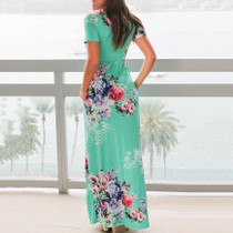 Maternity Floral Print Side Pocket Floor-Length Dress