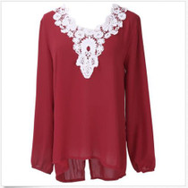 V Neck Loose Fitting Lace Blouses
