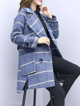 Lapel Double Breasted Plaid Coat