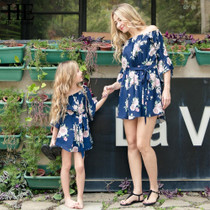 HE Hello Enjoy Family Clothing Matching Mother Daughter Dresses Woman Off Shoulder Floral Tops Mommy And Me Clothes Kids Girls