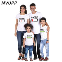 MVUPP family look matching outfits mother daughter father son tee shirt for mom daddy mommy and me baby clothes battery dresses