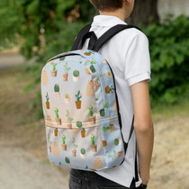 Cat & Cactus Pattern Backpack
