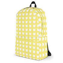 White Yellow Cat Head Pattern Backpack