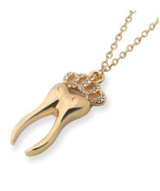Tooth with Crystals Pendant Necklace Dental Jewelry for Doctor/Nurse