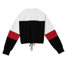 Women Patchwork Athleisure Sweatshirt Autumn Winter Clothes