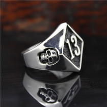 LUCKY 13 SILVER SKULL RING