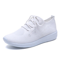 White Sneakers Women Vulcanize Shoes Summer Ladies Trainer Knitted Shoes Spring Flats Casual Lace-up Sock Shoes Zapatillas Mujer
