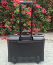 MAHEU Bonded Leather Travel Luggage With Wheels 19 inch Leather Travel Suitcase Black Color Rolling Trolley Case
