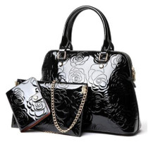 High Quality Patent Leather Women Handbags Luxury Floral 3 Sets Ladies Composite Bag Fashion Shell Bags For Women Shoulder LL106