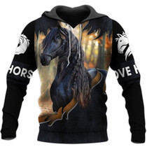 Love Black Horse Gift Printed 3D Hoodie