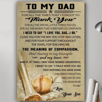 Love Baseball From Son To Dad Meaningful Quote Vintage Christmas Gift Poster