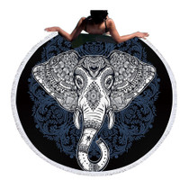 Indian Elephant Head Round Beach Towel