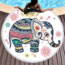 Floral Elephant Round Beach Towel