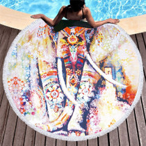 Indian Elephant Round Beach Towel