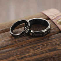Black Stainless Steel with Forever Love Engraved Couple Ring