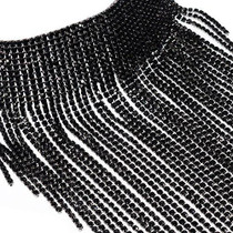 Fashion Jewelry Chain Black Rhinestone Crystal Statement Choker Pendant Bib Necklace