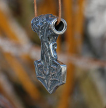 Silver Mjolnir Dragon Pendant