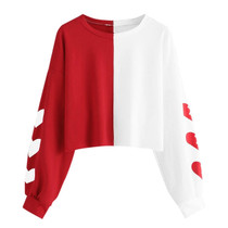 Harajuku Hoodies Sweatshirt Women 2019 Autumn Streetwear Heart Color Block Crop Top Hoodie Women Fashion Clothes Moletom