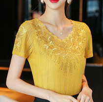 Blouse women tops Plus size lace shirt short sleeve shirt summer women blouses Elegant Slim diamond women blouse shirt blusas