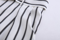 Women's High Waist Striped Pants Lady's Loose Lace Casual Wide Leg Pants Fashion Home Trousers