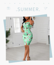 Floral Printed Sleeveless Bodycon Mini Dress