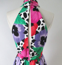 • Vintage 80's Glam Flower Halter Party Dress S
