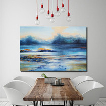 Oil Painting Hand Painted Horizontal Panoramic Abstract Landscape Comtemporary Modern Stretched Canvas