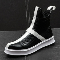 CuddlyIIPanda Men Fashion Ankle Boots Spring Autumn Leather Thick Bottom Men High Top Shoes Leisure Hip-hop Boots Botas Hombre