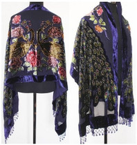 Green Chinese National Trends Women Pashmina Scarves 100% Silk Velvet Shawl Embroidery Peacock Scarf Tassels Muffler WS026