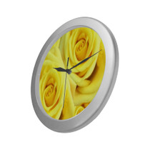 Candlelight Roses Silver Color Wall Clock