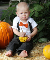 Halloween Outfits for Baby Boys Pumpkin Bow Tie and Suspenders