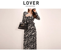 CINESSD Maxi Dress for women Long Sleeve black Elegant floral Print V Neck cotton robe vestidos female casual Loose Boho Dresses