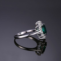 JewPalace Princess Diana Simulated Emerald Ring 925 Sterling Silver Rings for Women Engagement Ring Silver 925 Gemstones Jewelry