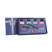 Wooden Caligraphy Dip Pen Hook Line Signature Fountain Pens with Ink Nibs Set Offices School Stationery Gift
