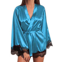 Women Satin Robes Mini Dress Sleepwear Lace Lingerie Bathrobe Ladies Sexy Robe Nightwear Robe Nightdress dressing gown 2020 New