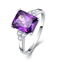 Vintage Sterling Silver emerald Cut Purple Gemstone Rings